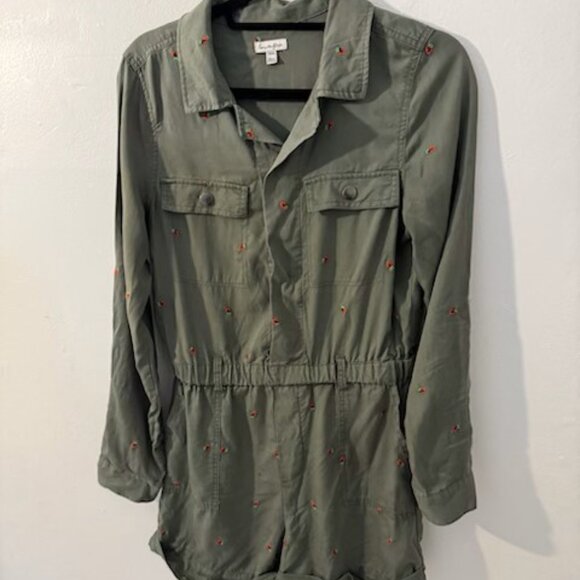 love.fire Pants - Love.Fire Hunter Green Romper 3/4 Sleeves